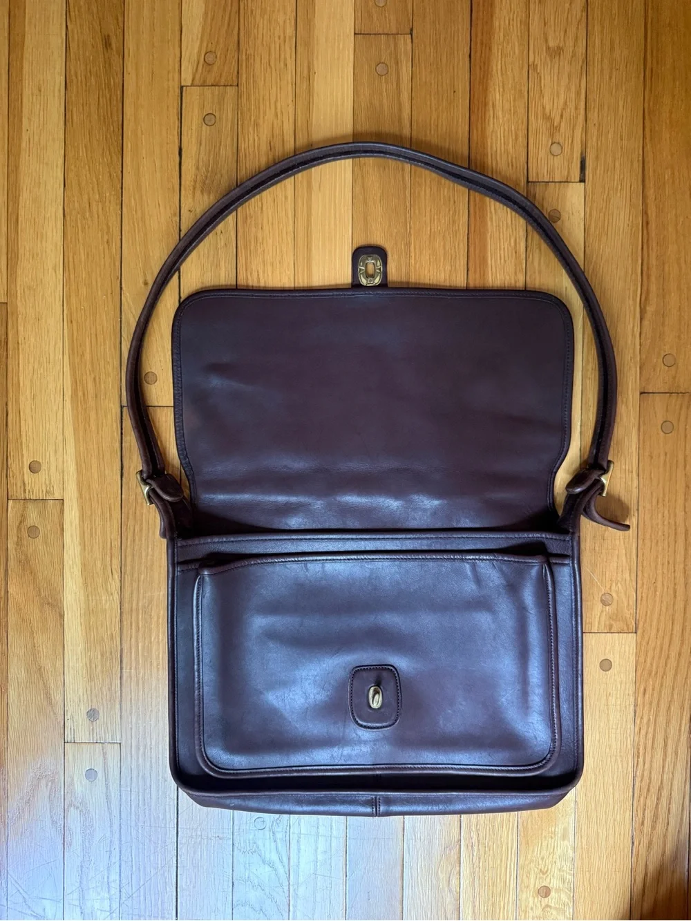 Coach Dark Brown Leather Briefcase with Gold Hardware